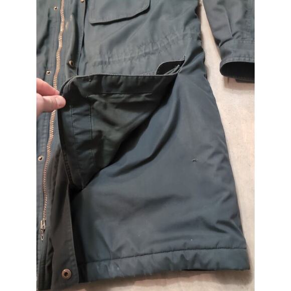 VTG Lands End Flannel Lined Chore Coat Mens L Green Full Zip Work Outdoor - Picture 9 of 10